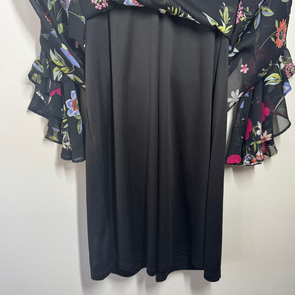 Calvin Klein Dress Women 10 Chiffon Floral Print Bell Sleeve Fairy Spring Party - Picture 6 of 8